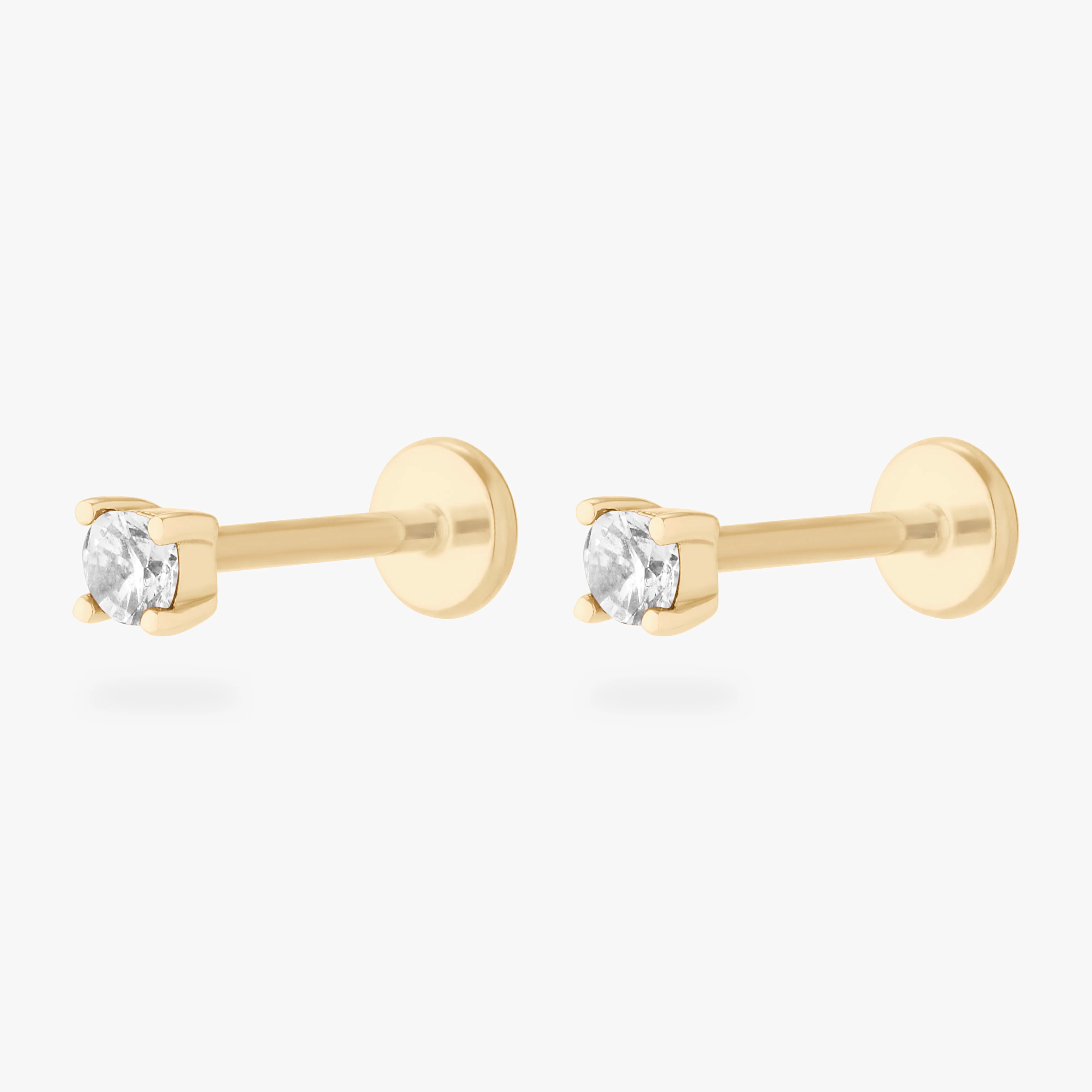 14K Mini CZ Flatback Stud
