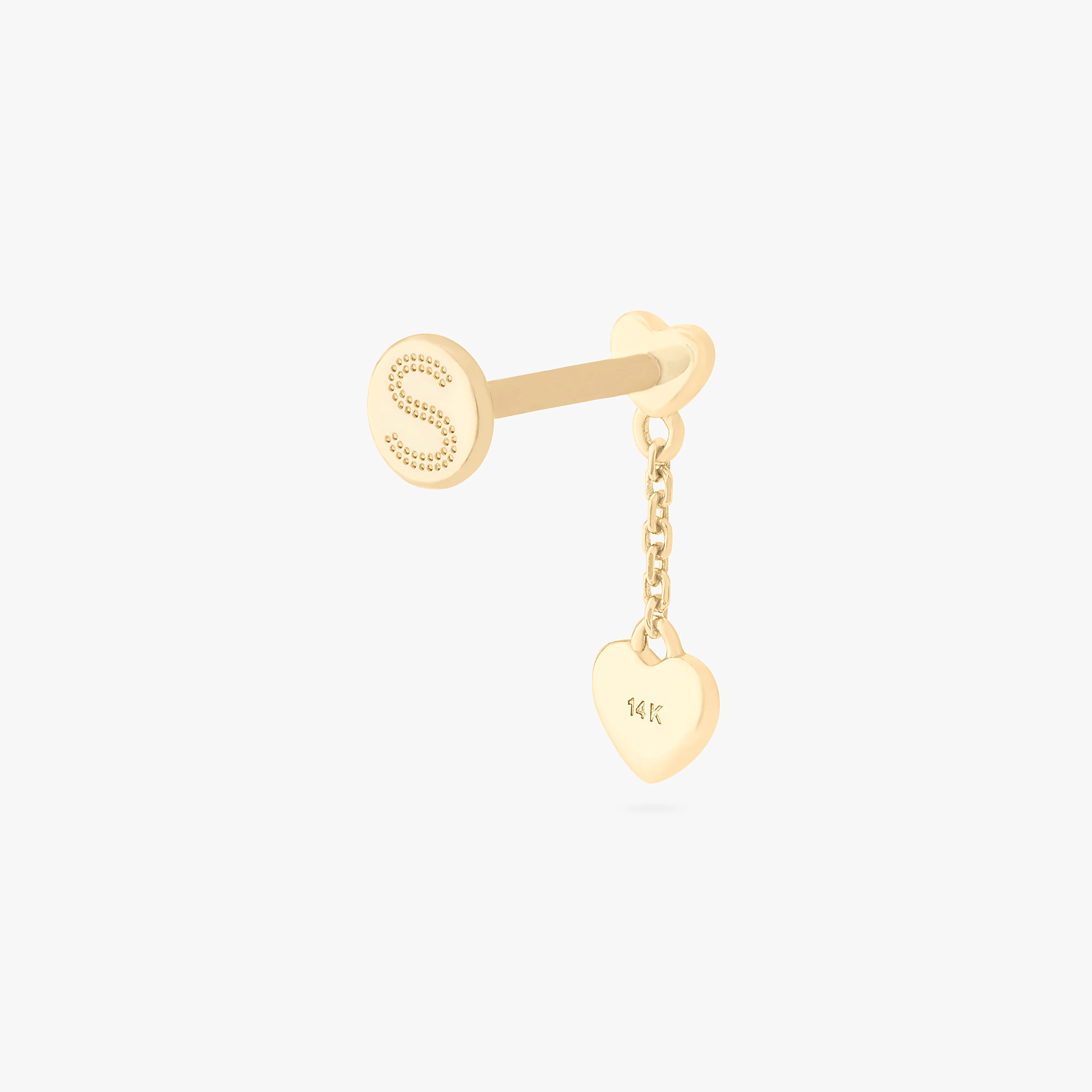 14K Double Heart Dangle Flatback
