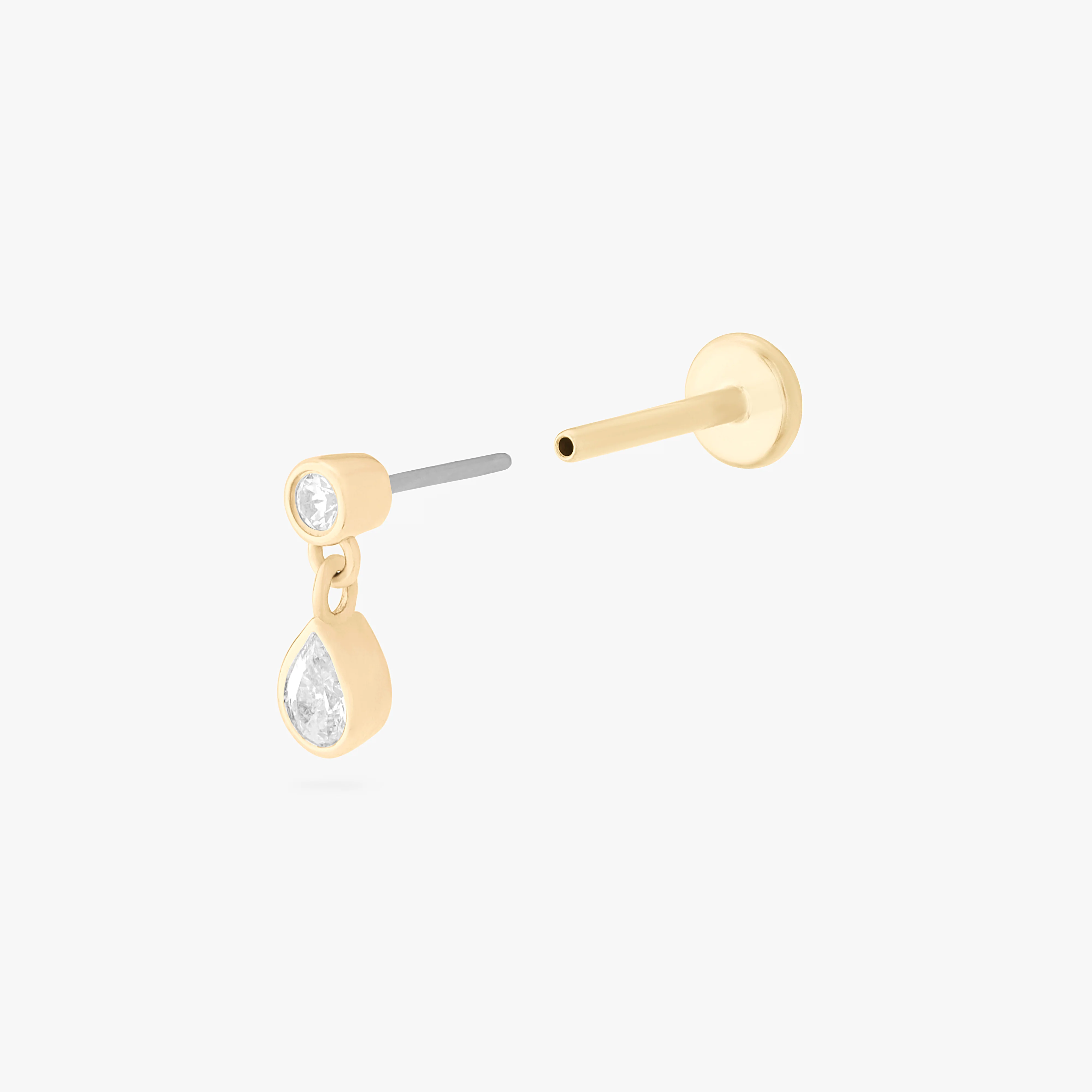 340-14k-cz-bezel-pear-dangle-flatback-stud-3.webp 14K CZ Bezel Pear Dangle Flatback Stud