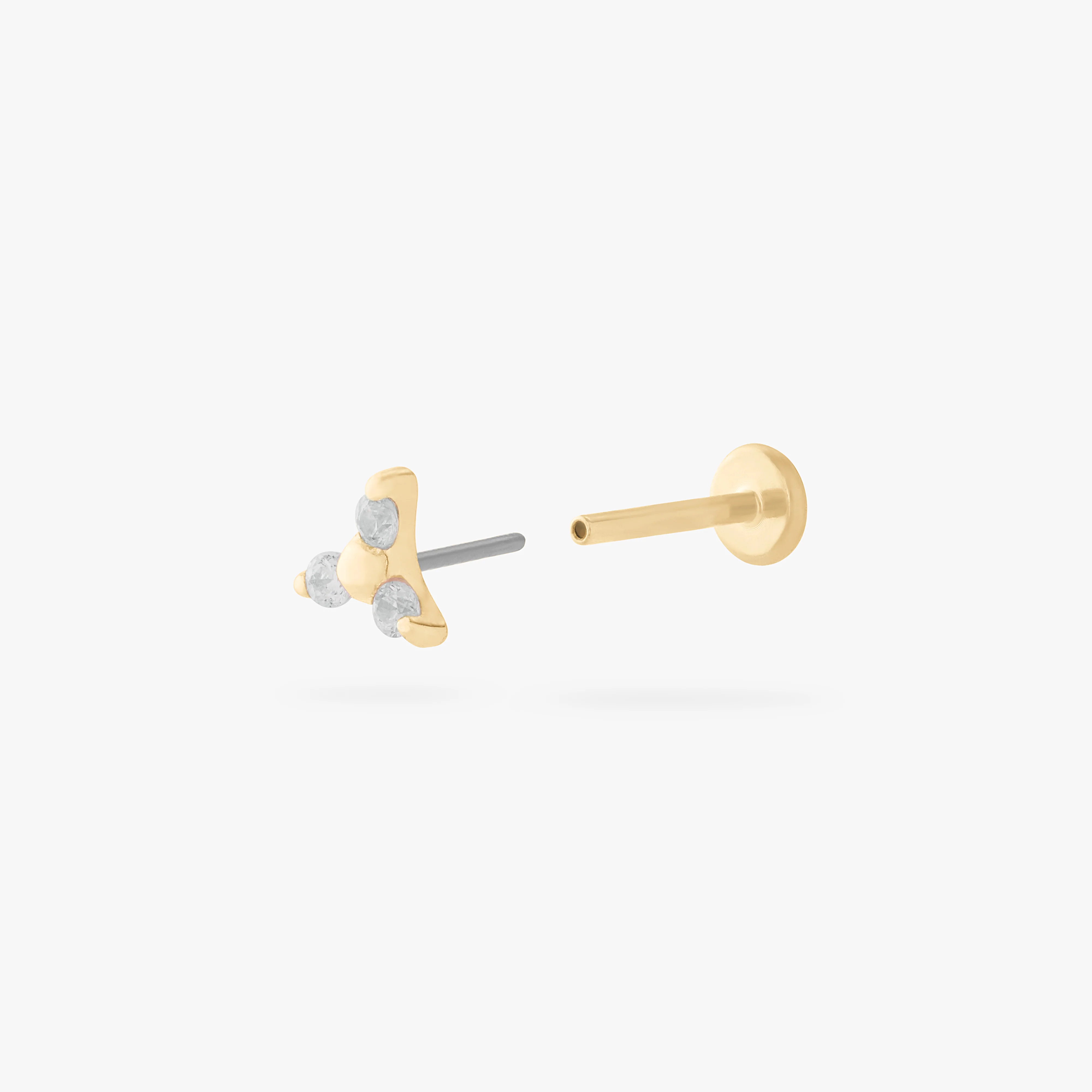 14K CZ Trinity Clear Flatback