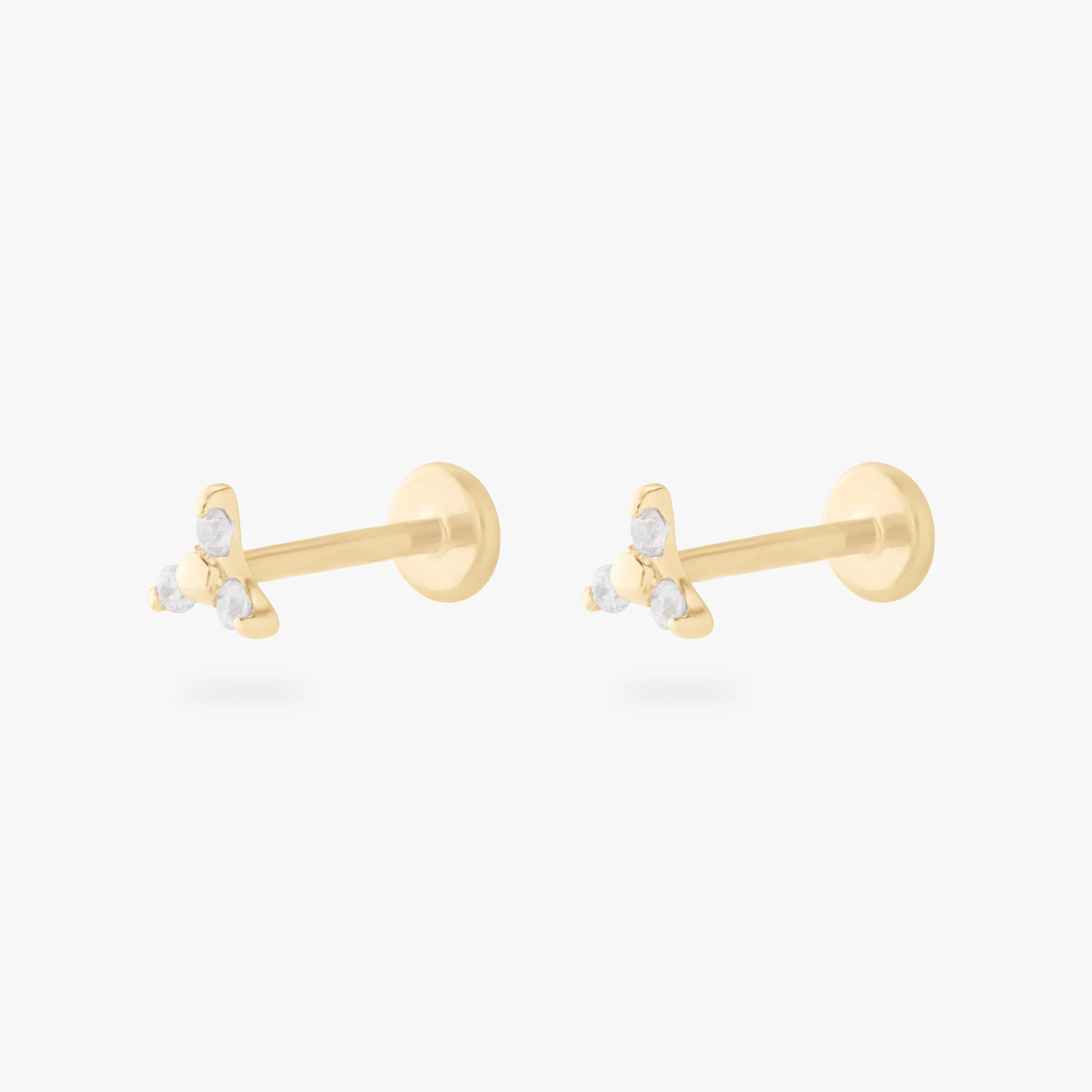 14K CZ Trinity Clear Flatback