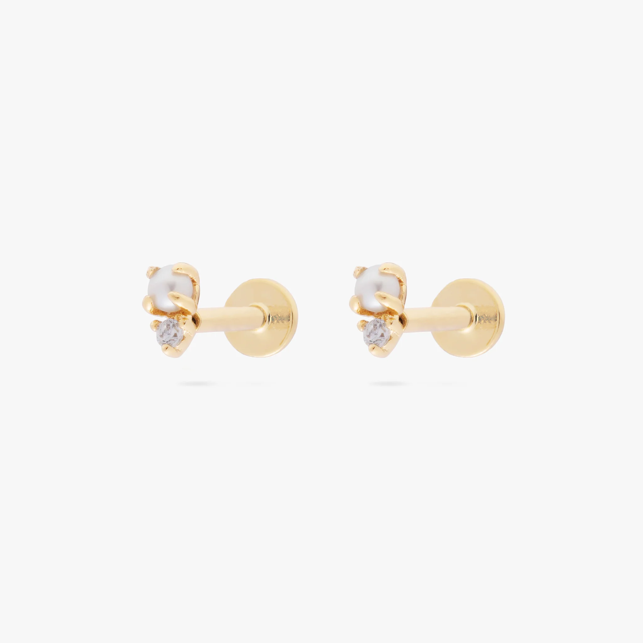 14K Stacked CZ Flatback Stud