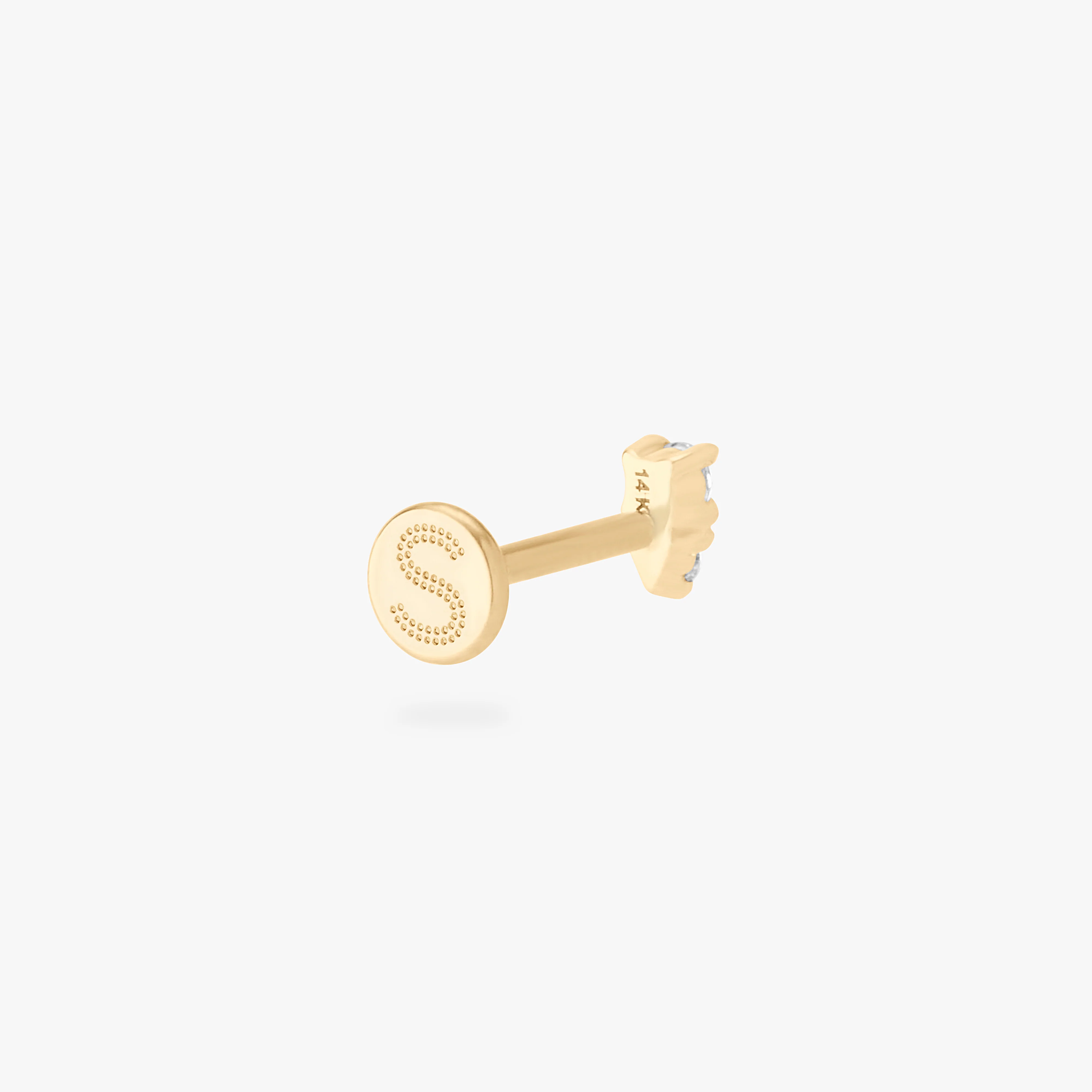 14K Stacked CZ Flatback Stud