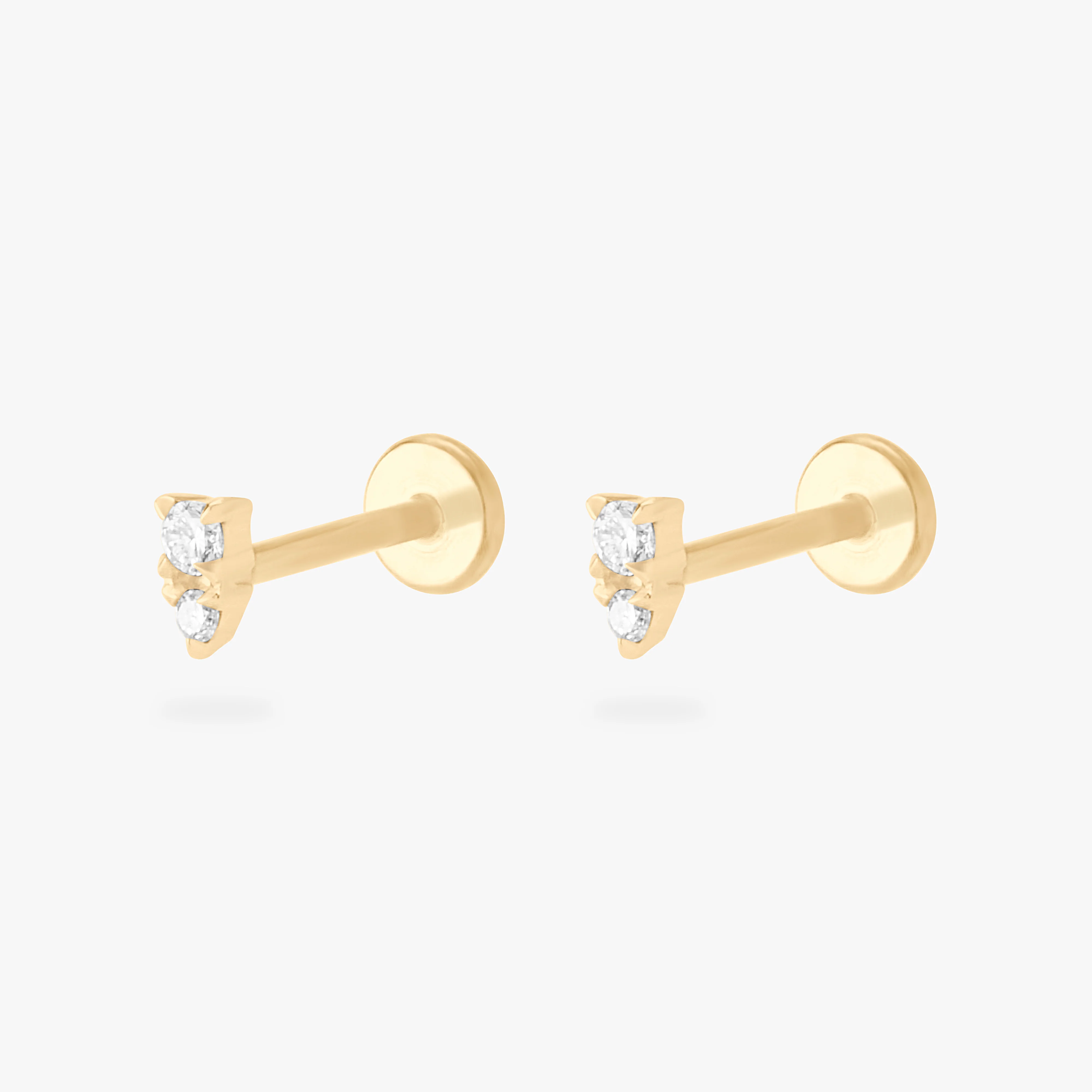 14K Stacked CZ Flatback Stud
