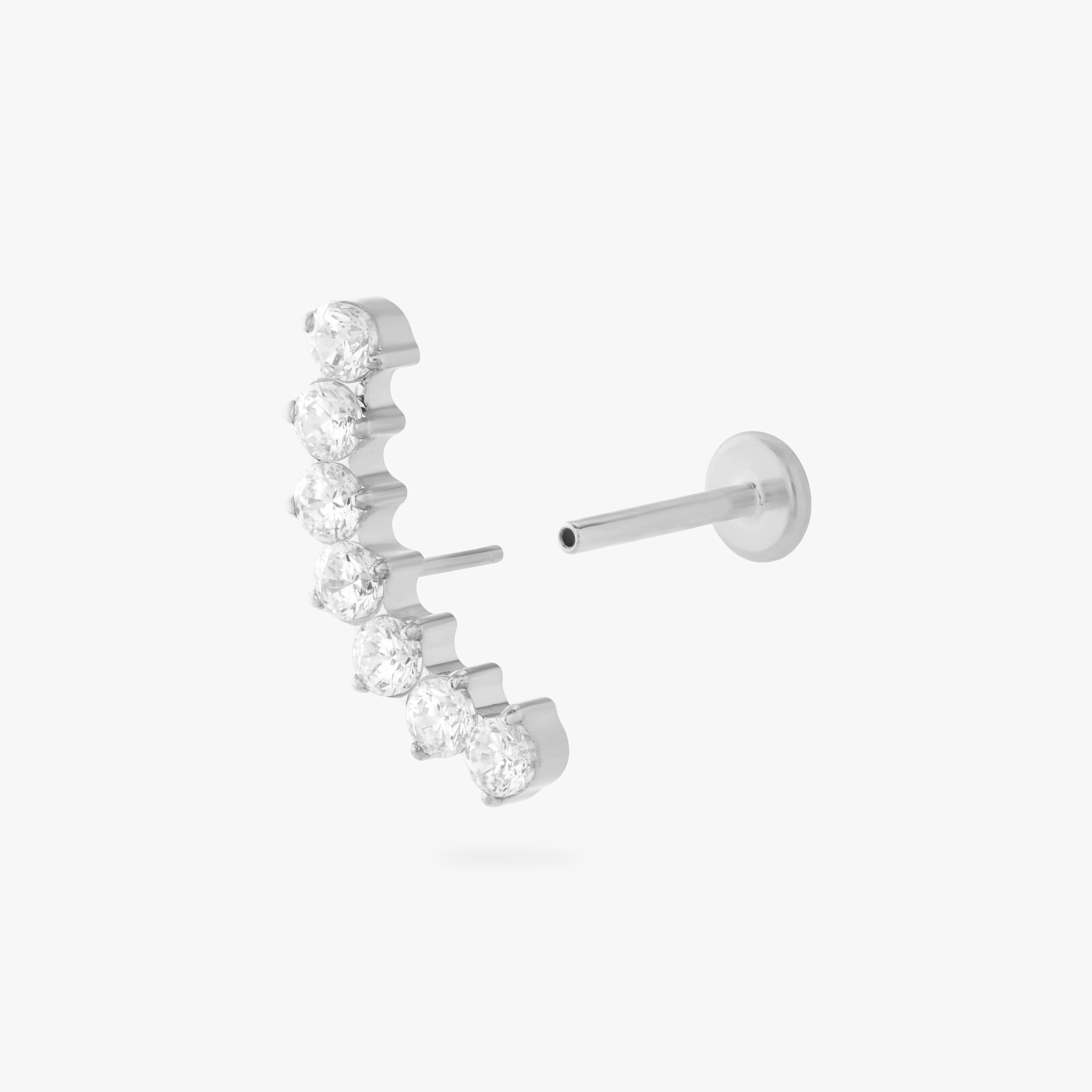 Curved CZ Bar Flatback Stud