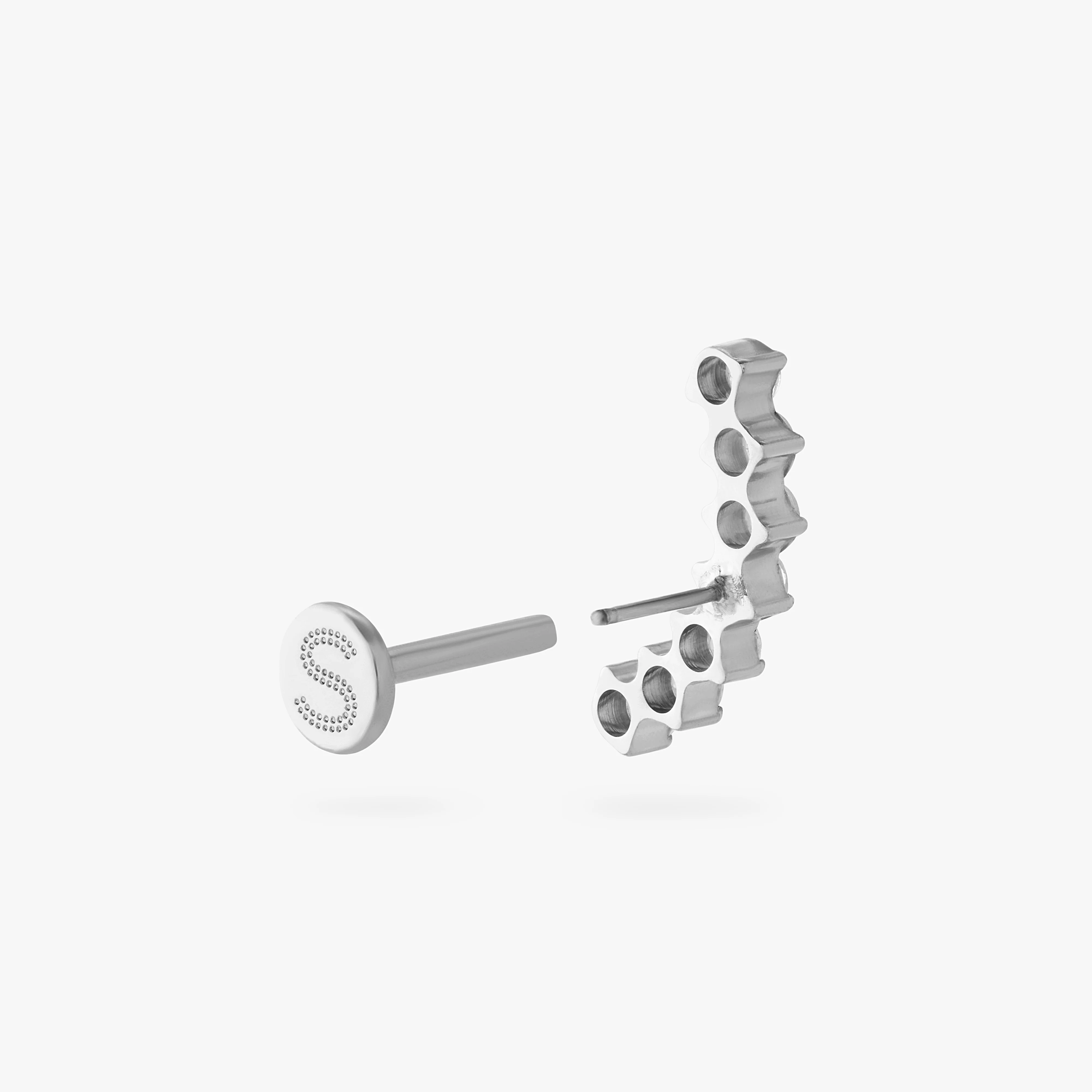 Curved CZ Bar Flatback Stud