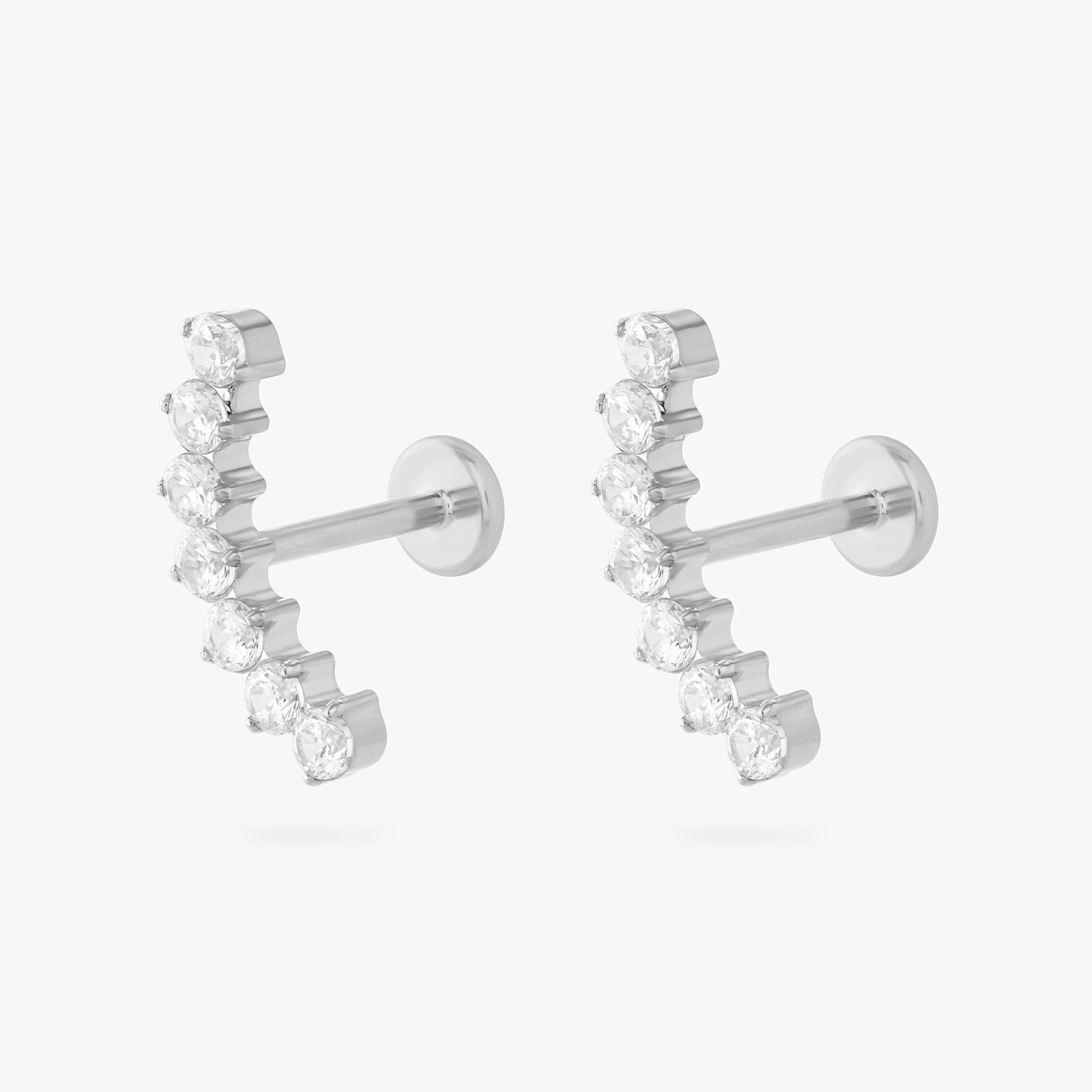 Curved CZ Bar Flatback Stud