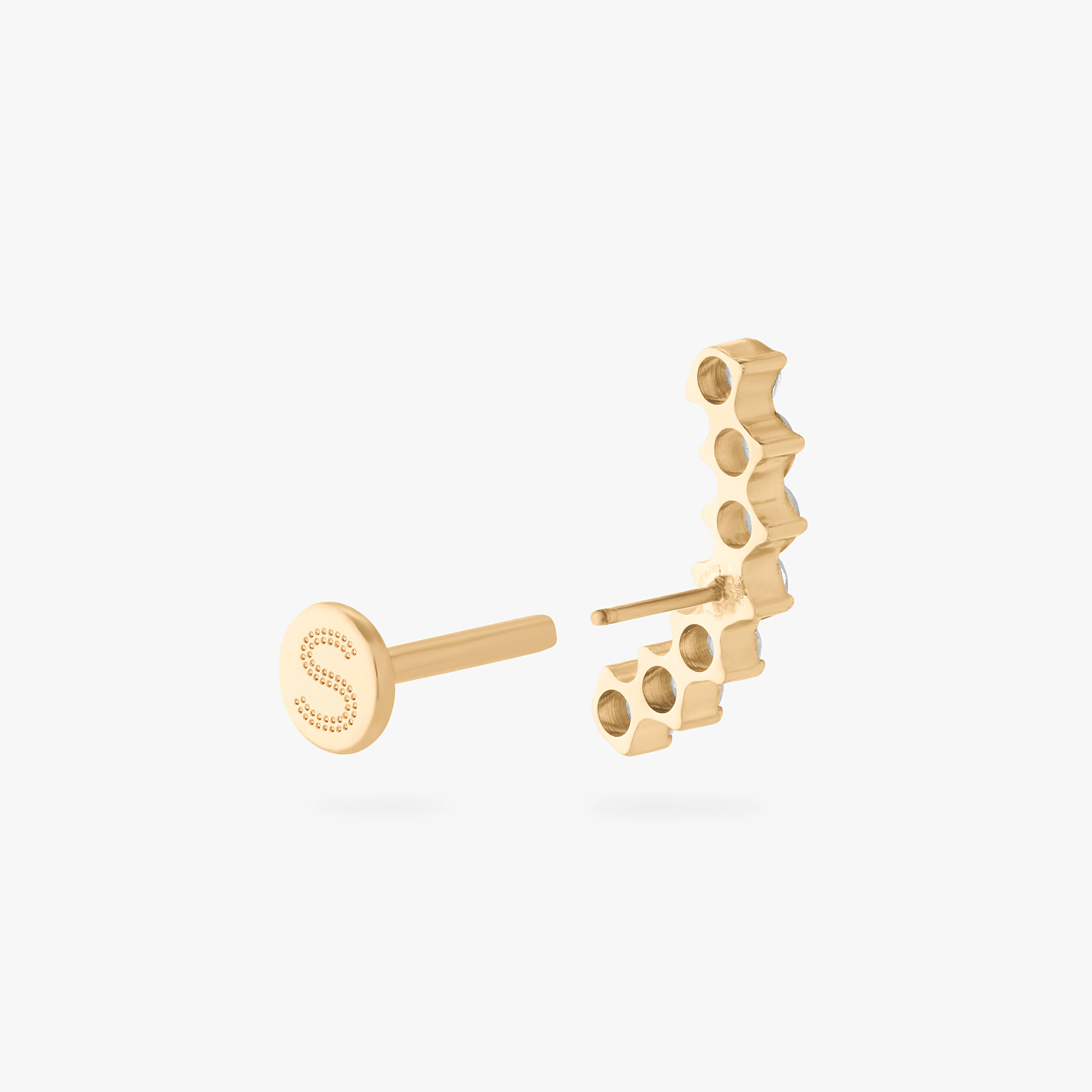 Curved CZ Bar Flatback Stud