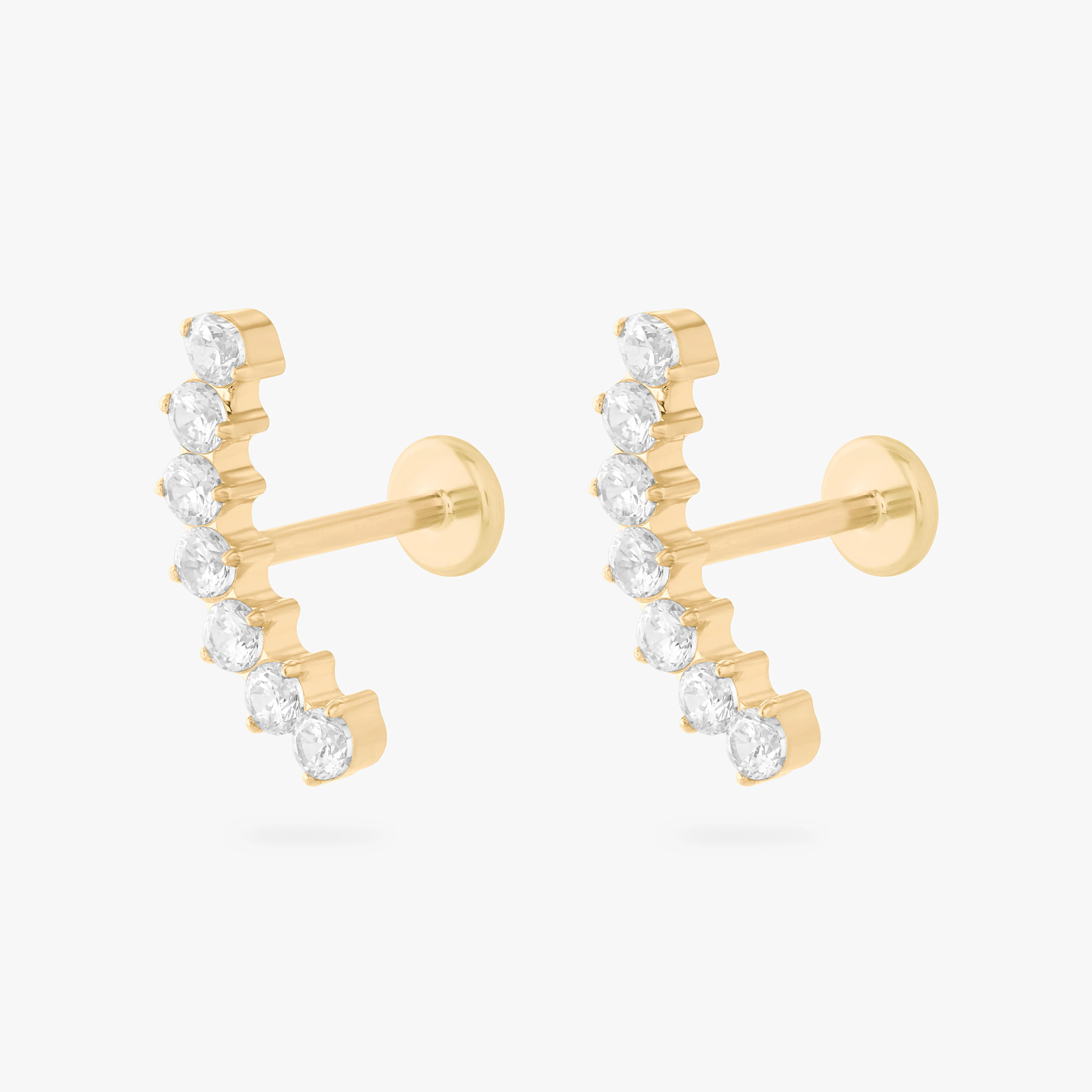 Curved CZ Bar Flatback Stud