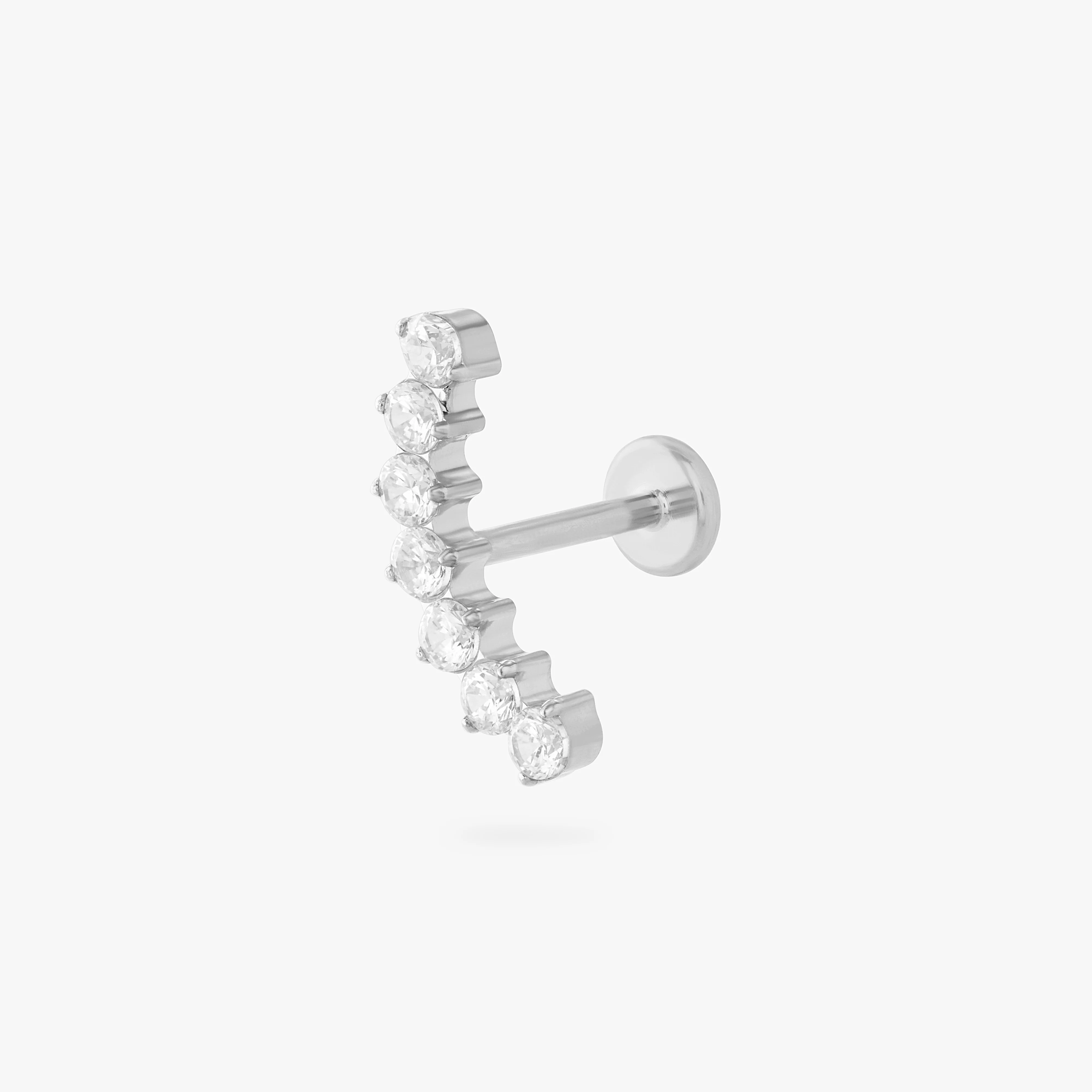 Curved CZ Bar Flatback Stud
