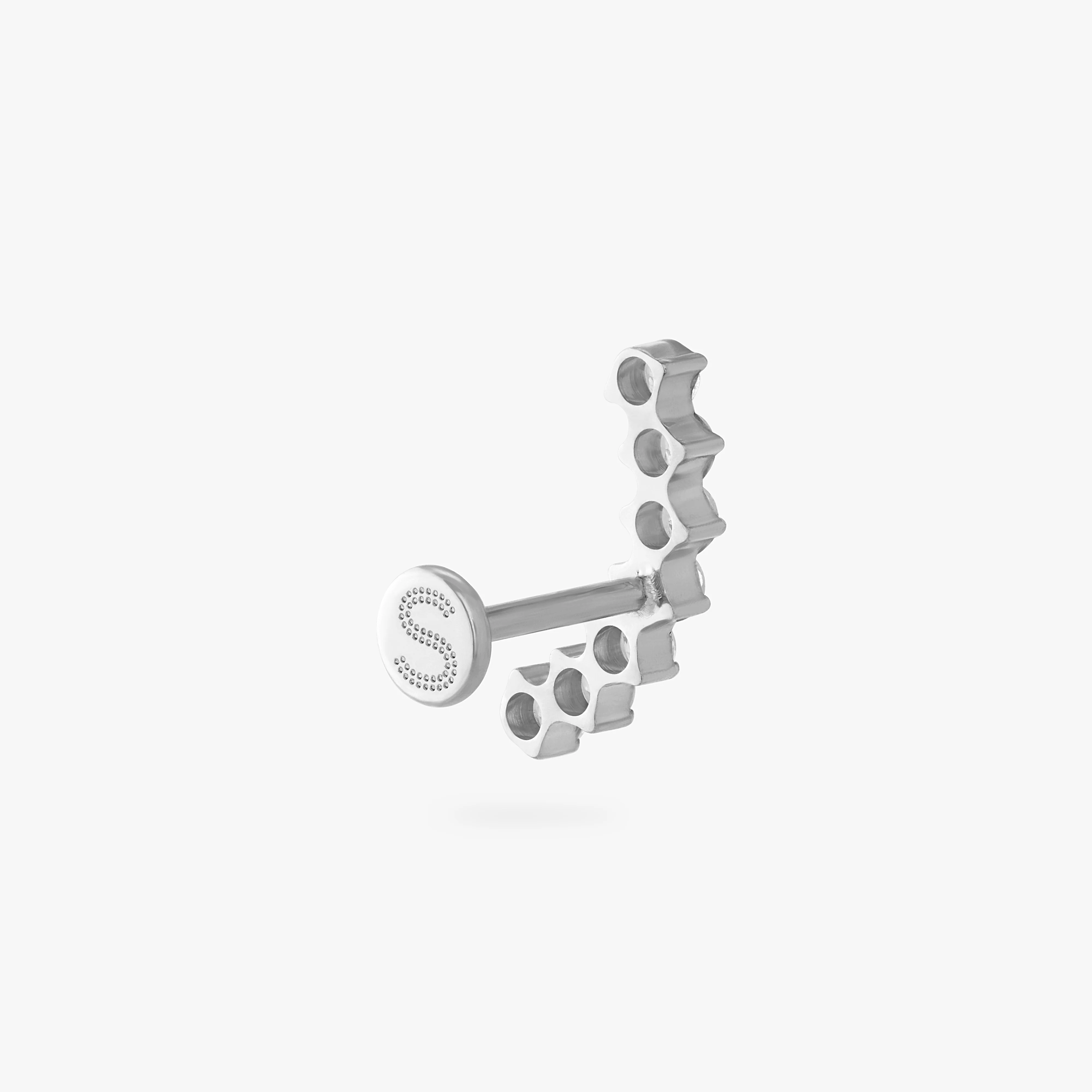 Curved CZ Bar Flatback Stud
